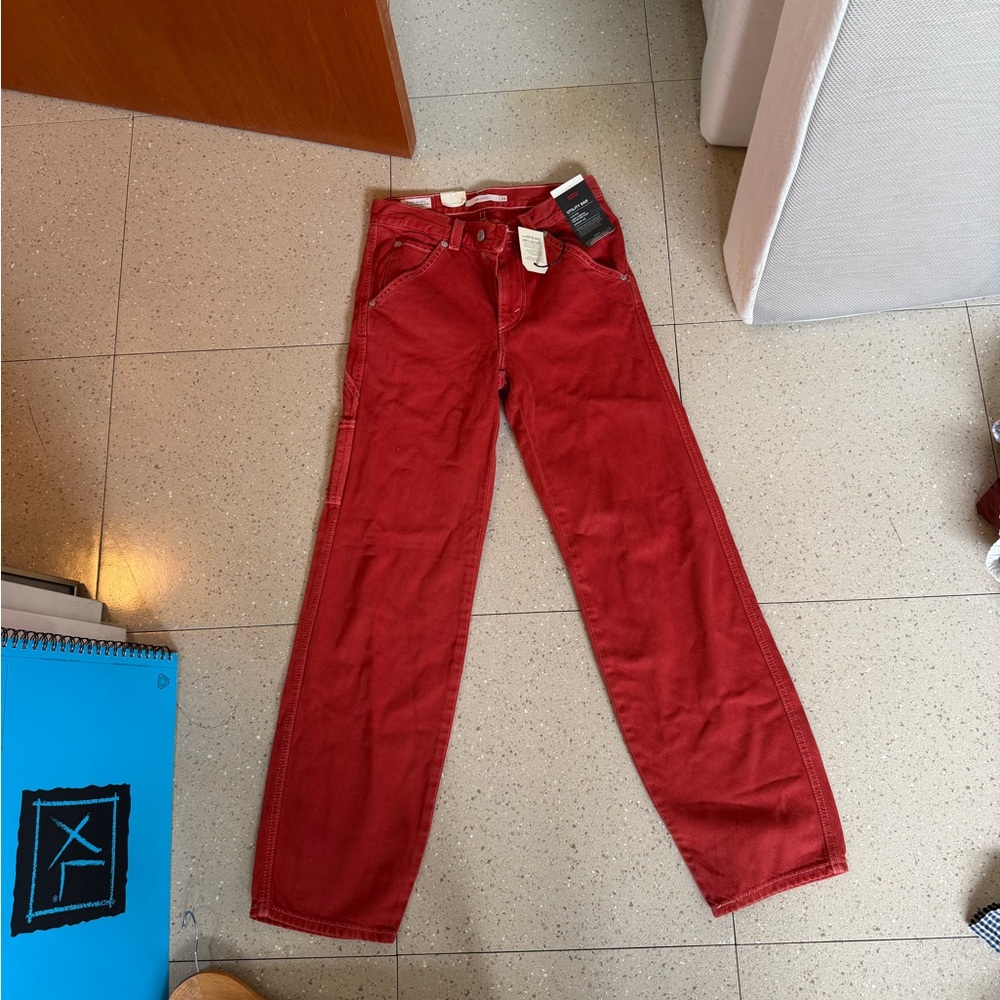 NWT Levi’s Red Orange Straight-Leg Utility Jeans